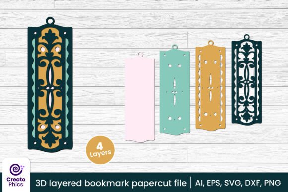3d Layered Decorative Bookmark Papercut for 3D SVG Objects