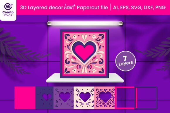 3D Layered Decorative Heart Papercut SVG for Holidays