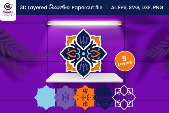 3D Layered Papercut Decorative Mandala for 3D SVG Freebies