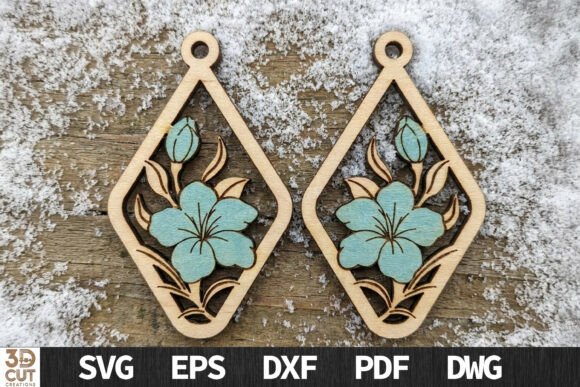 Diamond Blue Flower Earrings Laser Cutting Design Review