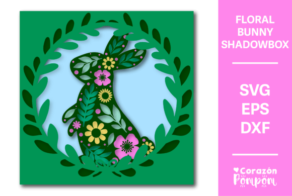 Floral Bunny Shadowbox SVG: A 3D SVG for Modern Shadow Boxes