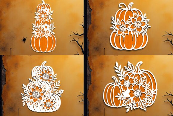 Flower Pumpkins Laser Cut SVG Bundle for Autumn