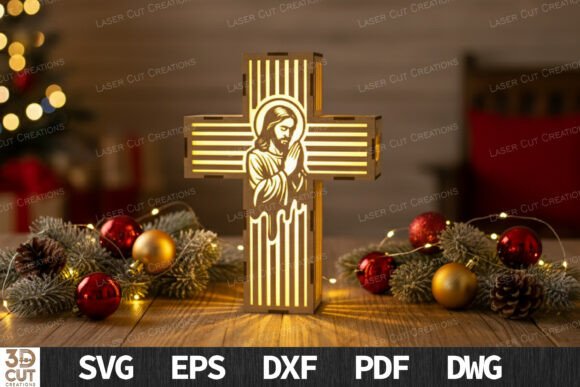 Jesus Cross Lantern SVG Laser Cut for Winter Projects