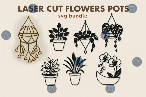 Laser Cut Flower Pots SVG Bundle for Home Decor