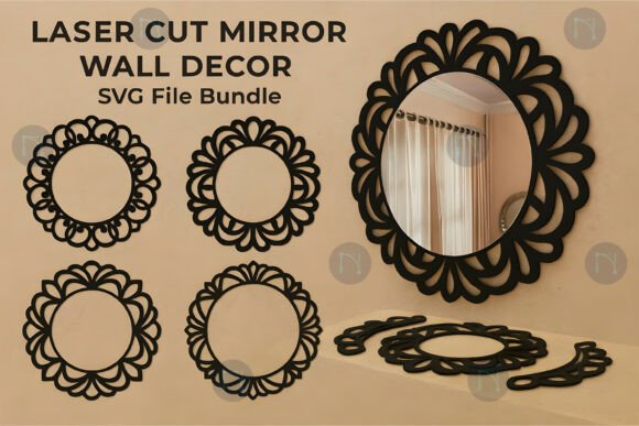Laser Cut Mirror Wall Decor SVG Bundle for Home Decor
