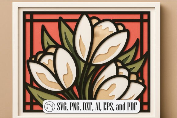 Layer Tulips 3D Shadow Box SVG Cut File Review