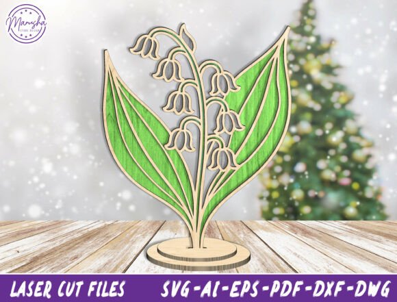 Lily of the Valley Flower 3D Layered Svg for Laser Cutting Ornaments