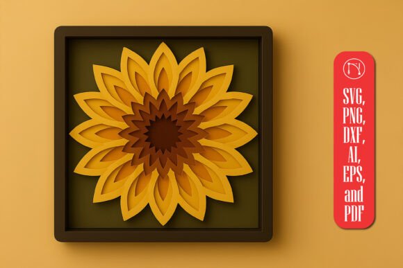 Multilayer Sunflower Shadow Box SVG for Branding