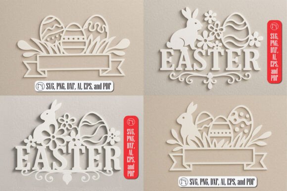 Paper Cut Easter Monogram SVG Bundle for Spring Laser Cutting