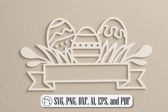 Paper Cut Easter Monogram SVG Cut File for Spring Laser Cutting