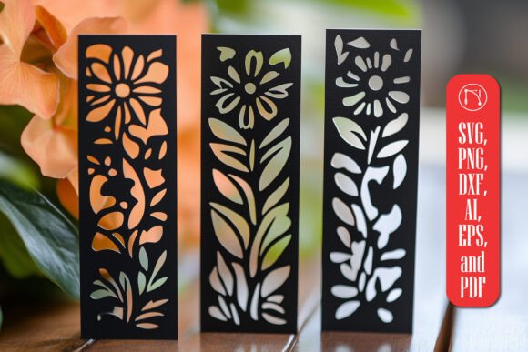 Paper Cut Floral Bookmarks SVG for Laser Cutting Art