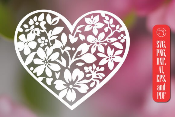 Paper Cut Floral Heart SVG Cut File for Laser Cutting Wall Decor
