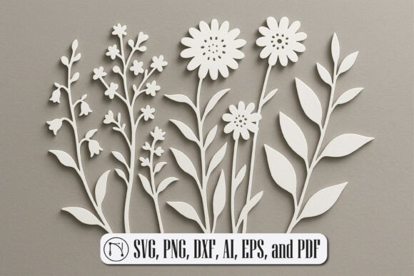 Paper Cut Wildflower SVG Cut File for Laser Cutting Wall Decor