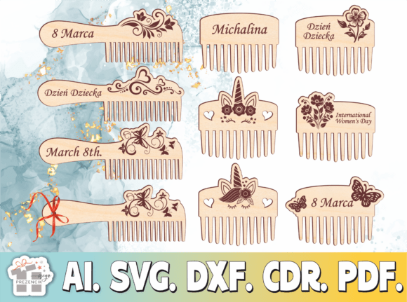 Set of Combs for Girls with the Name Svg: Laser Cutting & Celebrations