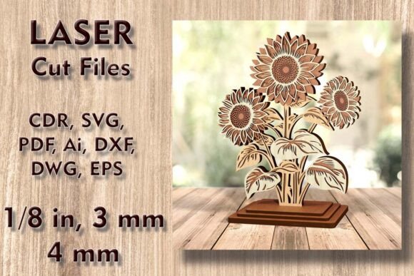 Sunflowers Laser Cut Files Table Decor for Ornaments