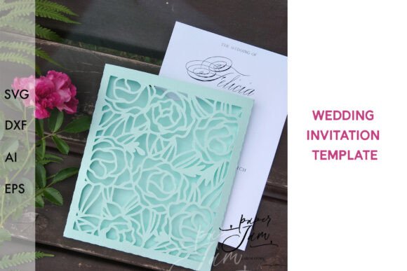 Wedding Invitation Template SVG for Laser Cutting
