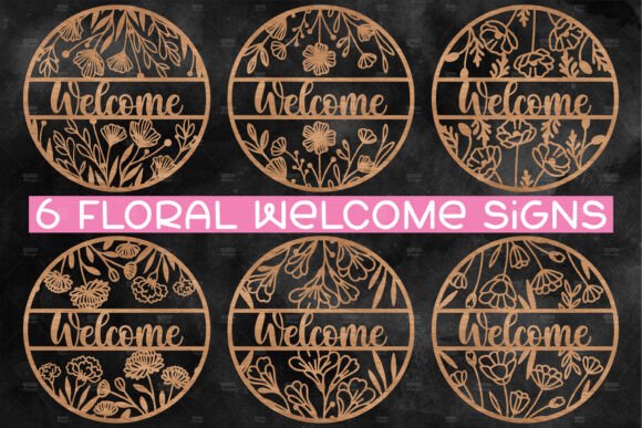 Welcome Floral Round Sign SVG for Laser Cutting Signs